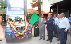 Akshaya Patra receives meal delivery vehicle from SBT