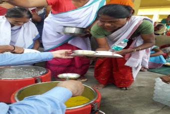 Rice & Dal being served